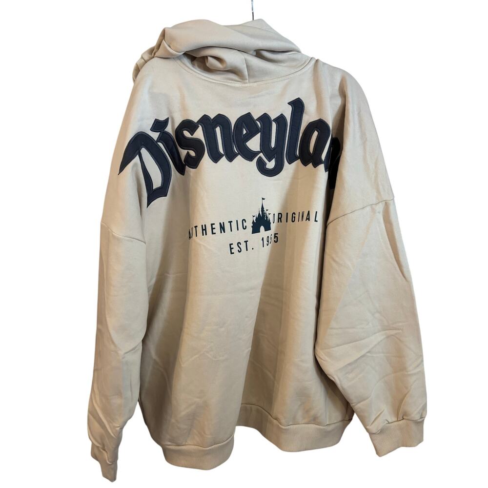 Disney Parks DISNEYLAND Logo Full Zip Hoodie Beige Size XXXL NWT Unisex Jacket
